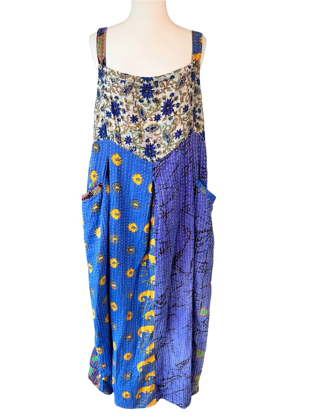 Kantha Bae Crossroads Dress in Blue and Yellow
